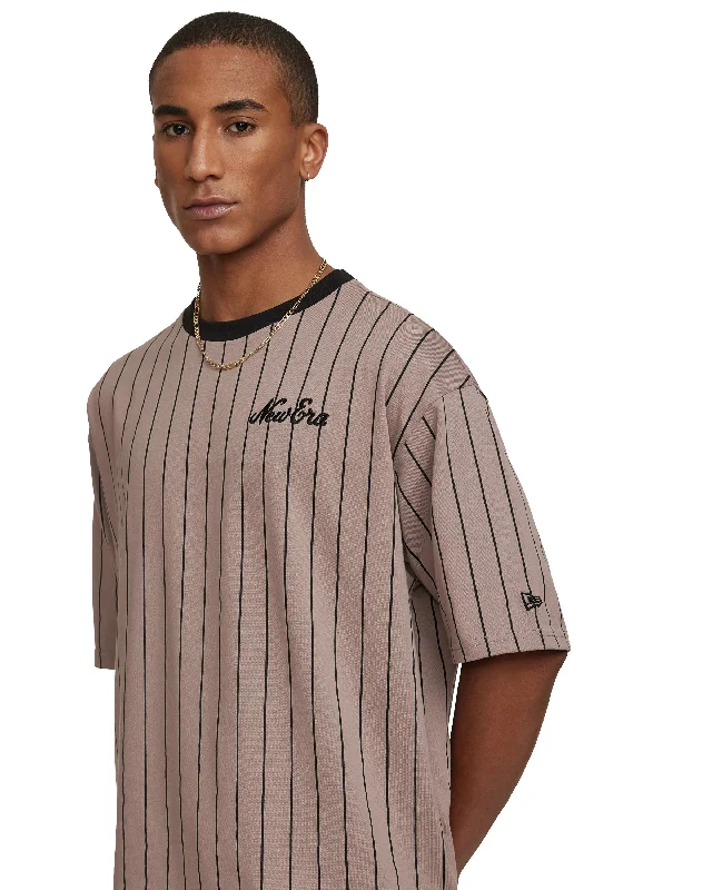 New Era Cap Essential Brown Pinstripe Oversized T-Shirt