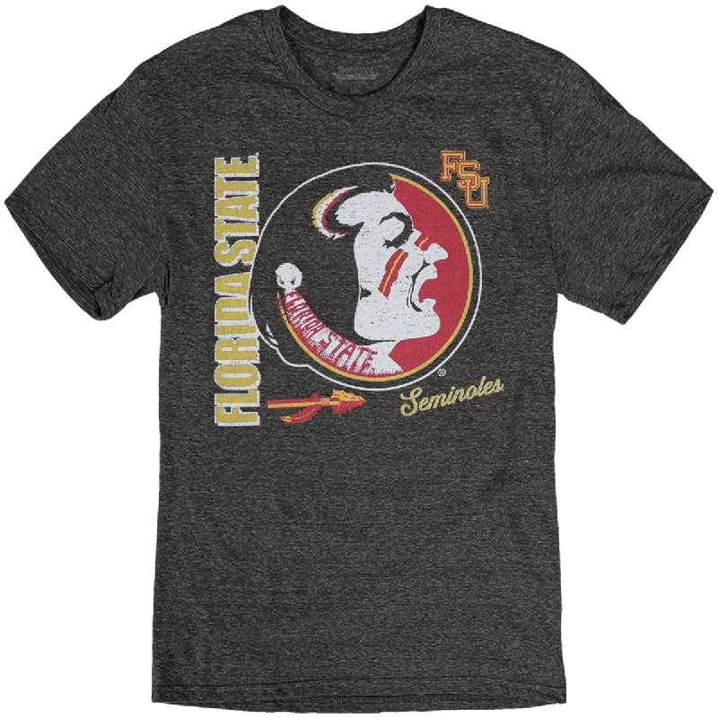 Blue 84 Men's Vault Seminole Logo/Florida State Seminoles Design Short Sleeve Tri-blend T-shirt - Black