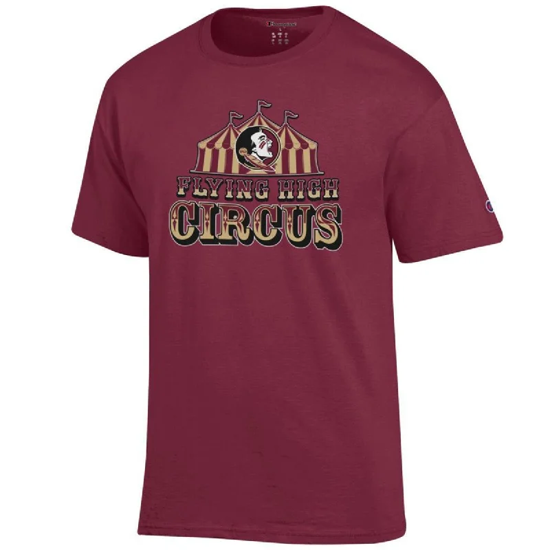 Champion Men's Flying High Circus Seminole Logo Design Short Sleeve T-shirt - Garnet