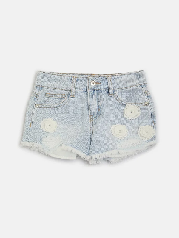 Flowers Denim Shorts (2-6)