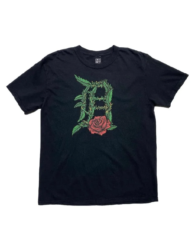 Ink Detroit - Old English D Rose - T-Shirt - Black