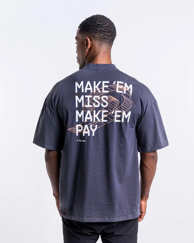 Make 'Em Miss Oversized T-Shirt - Charcoal