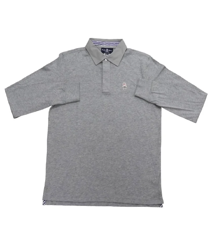 Men's Garment Dye Long Sleeve Polo In Heather Grey