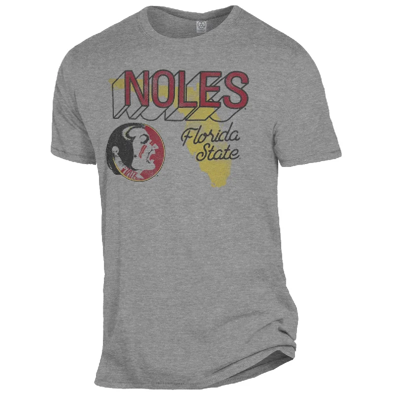 Alternative Apparel Adult/Unisex Vault Seminole Logo/Noles Florida State Design Short Sleeve T-shirt - Smoke Grey