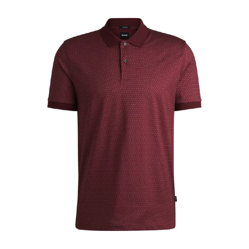 Mercerized-cotton polo shirt with two-tone monogram print