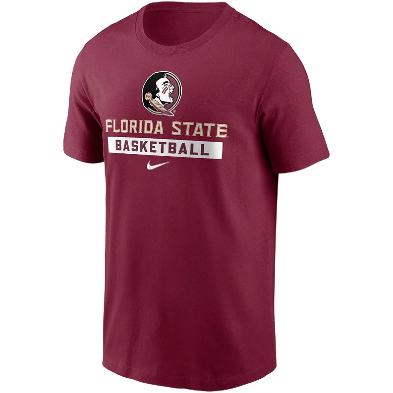 Nike Men's Seminole Logo Florida State Basketball Design Short Sleeve Cotton T-shirt - Garnet