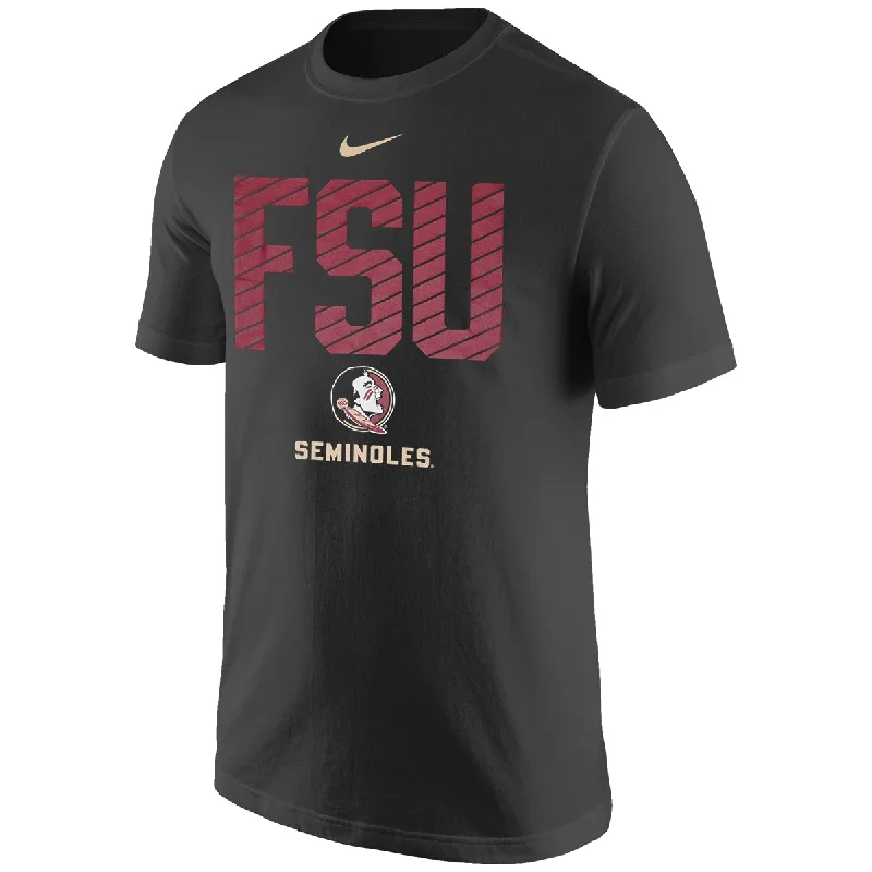 Nike Men's FSU Seminoles/Seminole Logo Short Sleeve Cotton Endzone T-shirt - Black