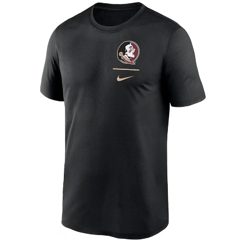 Nike Men's Seminole Logo Dri-fit Short Sleeve Legend T-shirt - Black