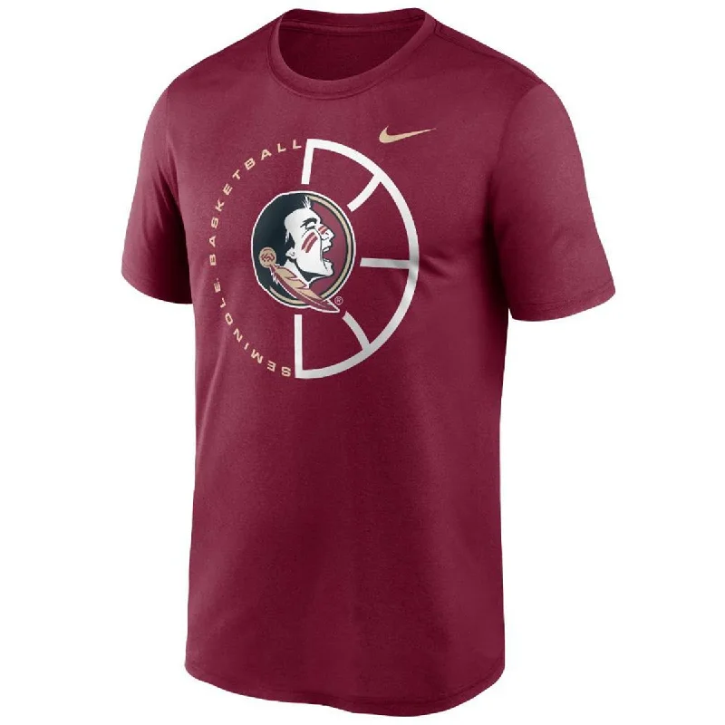 Nike Men's Seminole Basketball/Seminole Logo Design Short Sleeve Legend T-shirt - Garnet