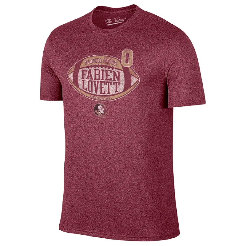 Original Retro Brand Adult/Unisex Fabien Lovett #0 Florida State Football T-shirt - Heathered Garnet