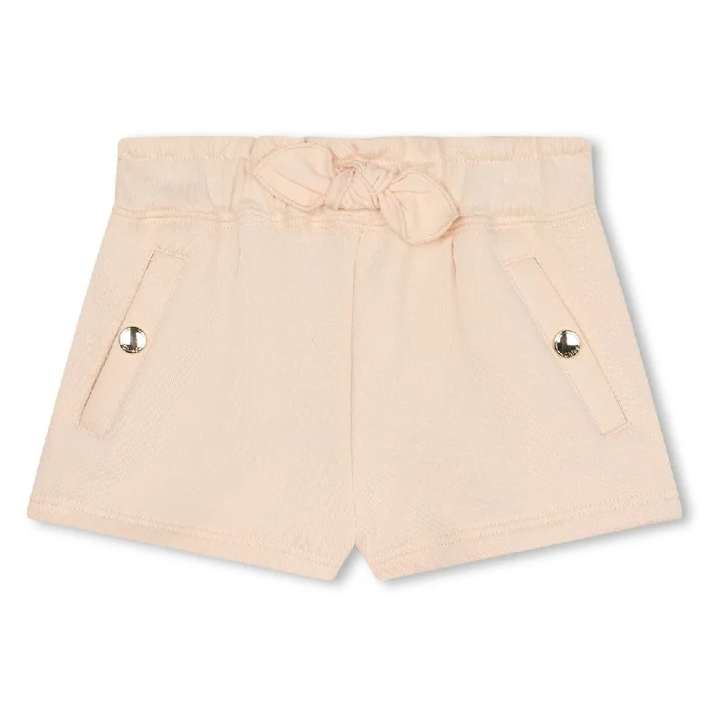 Pink Logo Print Cotton Shorts