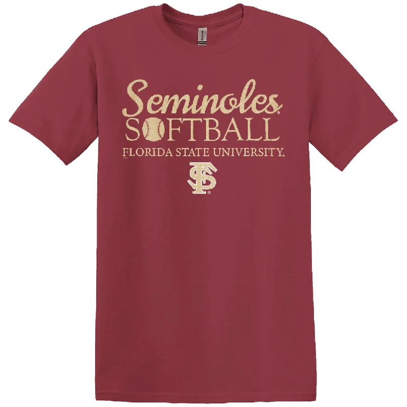 Ragz Adult/Unisex Seminoles Softball Design Short Sleeve T-shirt - Garnet