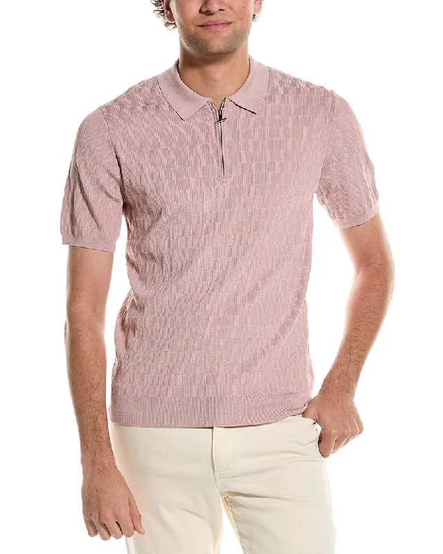 Reiss Ubud 1/2-Zip Textured Polo T-Shirt