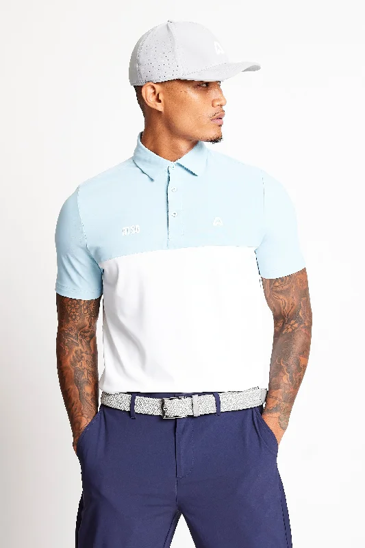 Slim Fit Blocked Polo  - Baby Blue / Chalk White