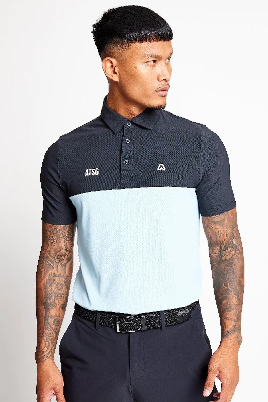 Slim Fit Blocked Polo  - Putter Black / Baby Blue