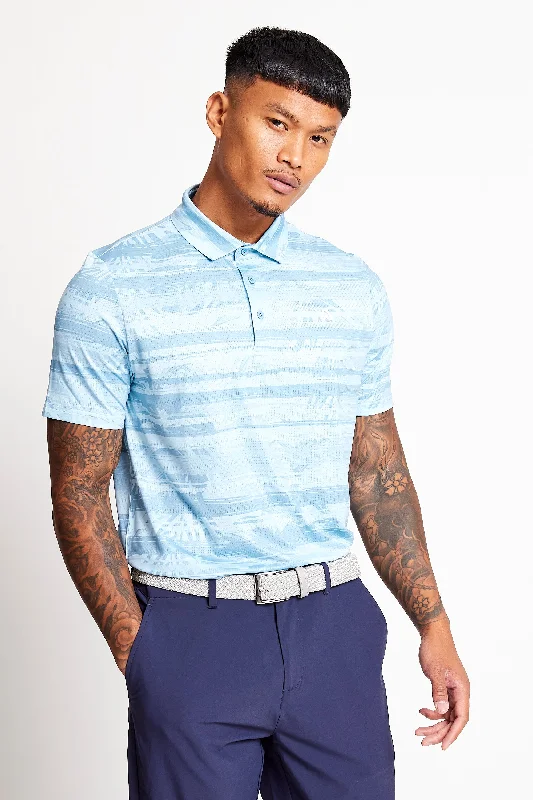 Slim Fit Printed Polo - Baby Blue