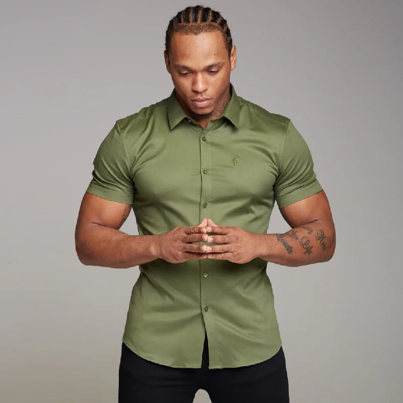 Father Sons Super Slim Luxe Ultra Stretch Classic Khaki Short Sleeve -  FS338