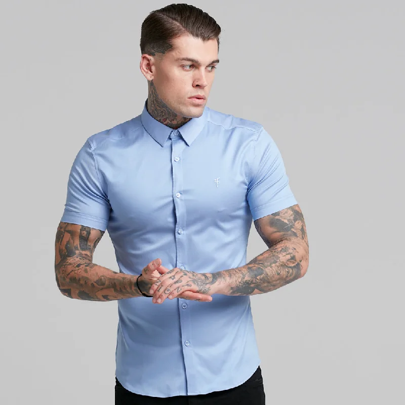 Father Sons Super Slim Luxe Ultra Stretch Cornflower Blue Short Sleeve -  FS386