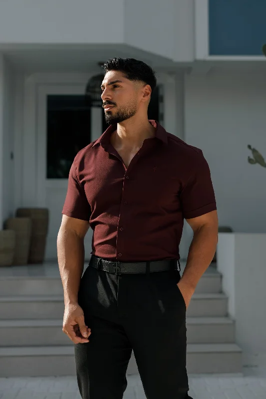 Father Sons Super Slim Scuba Burgundy Short Sleeve Stretch - FS1028