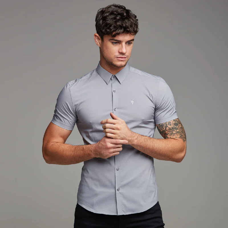 Father Sons Super Slim Stretch Classic Light Grey Short Sleeve - FS235